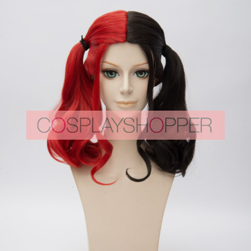 Red And Black 45cm Batman Suicide Squad Harley Quinn Cosplay Wig