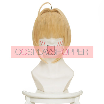 Light Gold 45cm Fate/Extra Red Saber Nero Cosplay Wig