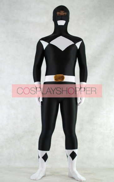 Black Spandex Power Rangers Superhero Zentai Bodysuit Costume