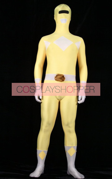 Yellow Spandex Power Rangers Superhero Zentai Bodysuit Costume