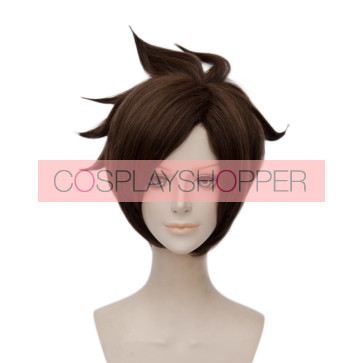 Brown 30cm Overwatch Tracer Lena Oxton Cosplay Wig