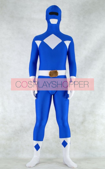 Blue Spandex Power Rangers Superhero Zentai Bodysuit Costume