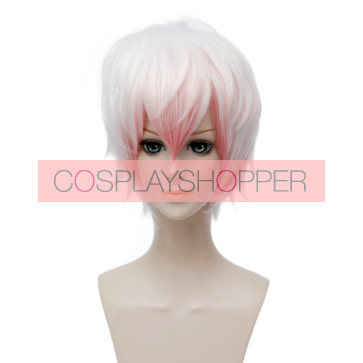 White and Pink 30cm Mystic Messenger Unknown Cosplay Wig