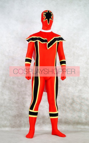Red and Black Spandex Power Rangers Superhero Zentai Bodysuit Costume