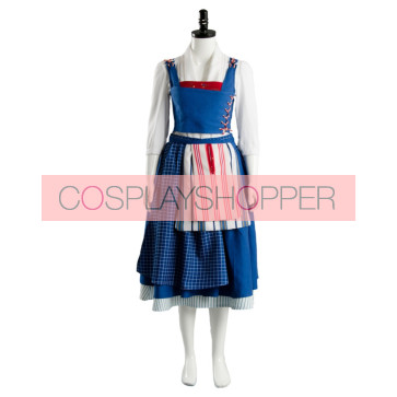 Beauty and the Beast Belle Maid Blue Dress Cosplay Costume