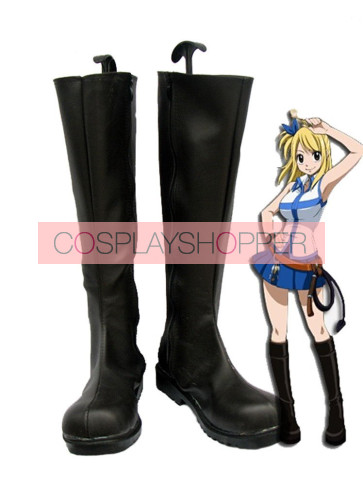 Fairy Tail Lucy Heartfilia Black Cosplay Boots 