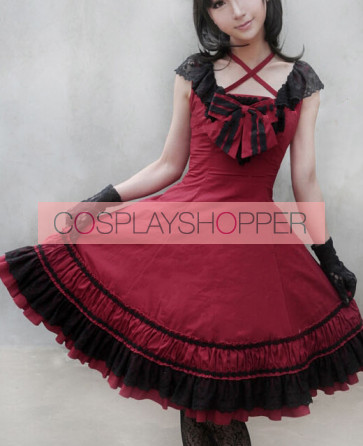 Sweet Red Sleeveless Bow Lace Lolita Dress
