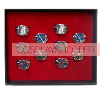 10-Piece Attack On Titan Cosplay Ring Set