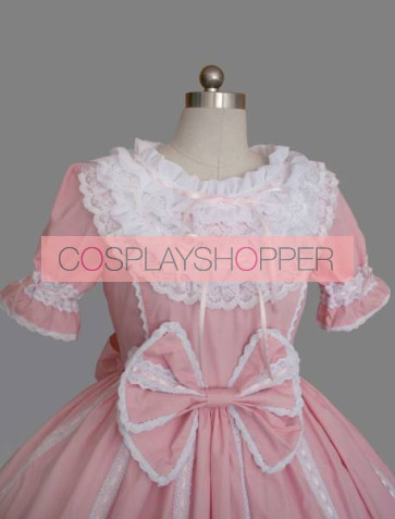 Pink And White Round Neck Short Sleeves Sweet Lolita Dress