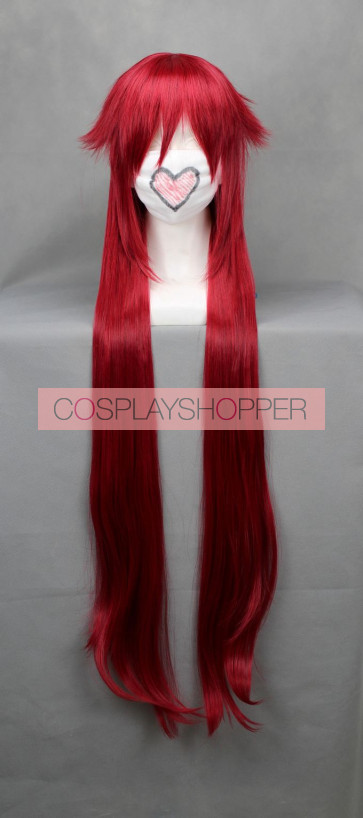 Red 90cm Black Butler Kuroshitsuji Grell Sutcliff Cosplay Wig