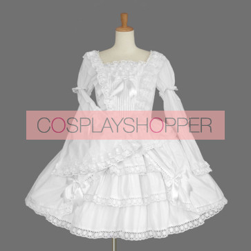 White Long Sleeves Lace Bows Lovely Sweet Lolita Dress