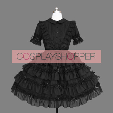 Black Bows Multi-layer Cotton Gothic Lolita Dress
