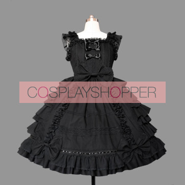 Black Short Sleeves Multi-layer Stylish Gothic Lolita Dress