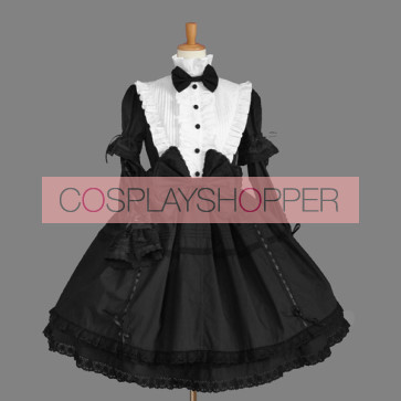 Black And White Long Sleeves Elegant Gothic Lolita Dress