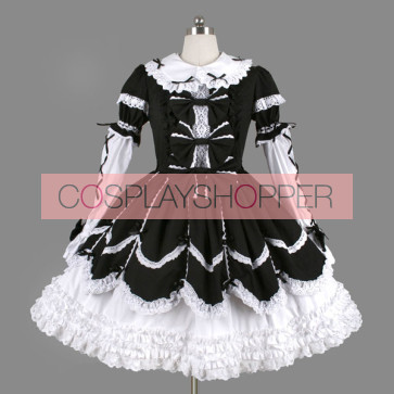 Black And White Bows Elegant Gothic Lolita Dress