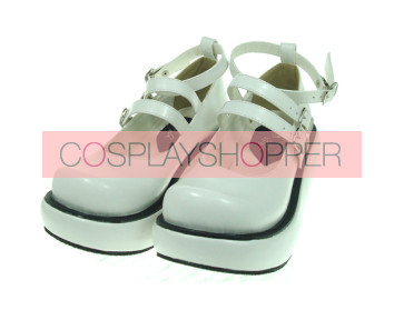 White 2.5" Heel High Sexy Polyurethane Round Toe Ankle Straps Platform Lady Lolita Shoes
