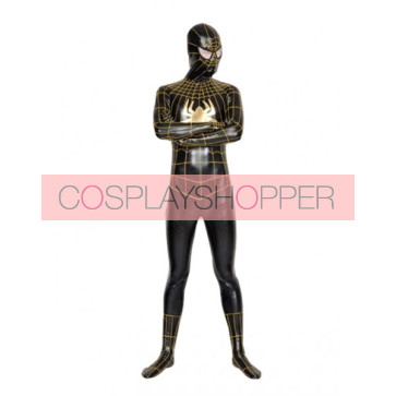 Black And Gold Lycra Spandex Spiderman Zentai Suit