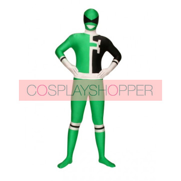Black And Green Full Body Lycra Spandex Unisex Zentai Suit