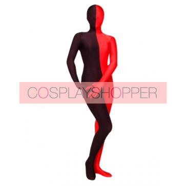 Black And Red Lycra Spandex Unisex Zentai Suit