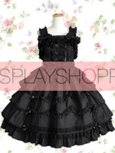 Black Sleeveless Cotton Elizabethan Style Gothic Lolita Dress With Bandage Bows