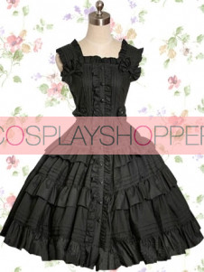 Black Victorians Style Cotton Gothic Lolita Dress