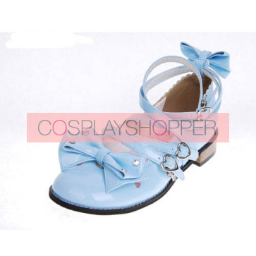 Blue 1.0" Heel High Beautiful Suede Round Toe Bow Platform Girls Lolita Shoes