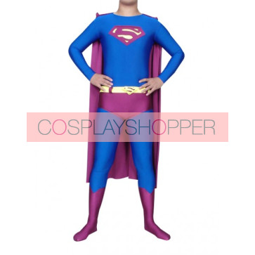Blue And Purple Superman Lycra Spandex Superhero Zentai Suit