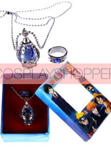 Blue Puella Magi Madoka Magica Alloy Cosplay Ring Necklace Set