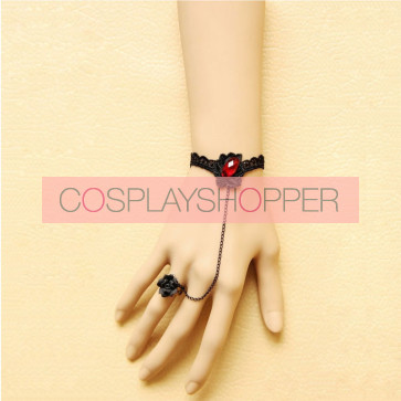Charming Black Lace Handmade Lolita Bracelet And Ring Set