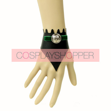 Charming Black Leather Button Lady Lolita Wrist Strap