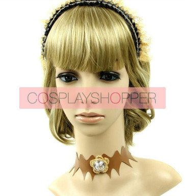 Charming Coffee Leather Floral Lady Lolita Neckband