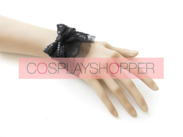 Concise Black Lace Bow Office Lady Lolita Wrist Strap