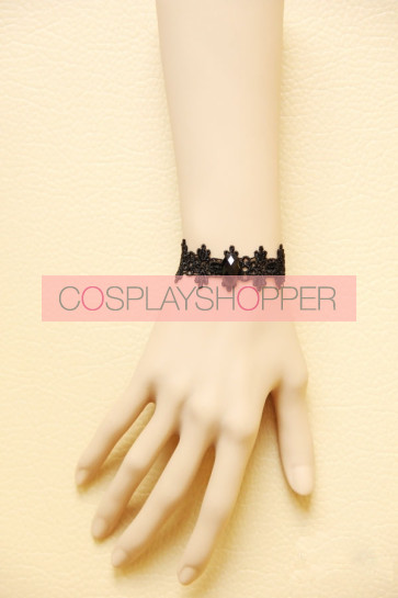 Concise Black Lace Lolita Wrist Strap