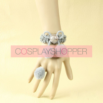 Cute Grey Cherry Decoration Lolita Bracelet And Ring Set