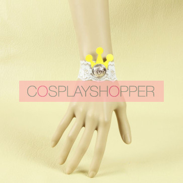 Cute White Lace Button Crown Lady Lolita Wrist Strap