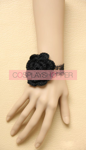Elegant Black Lace Floral Girls Lolita Wrist Strap
