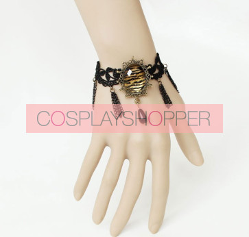 Gothic Black Lace Handmade Lady Lolita Bracelet And Ring Set