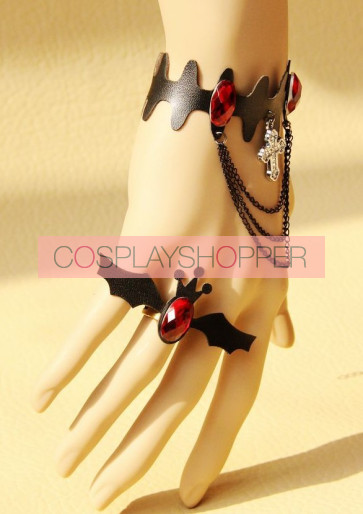 Gothic Cross Bat Lady Lolita Bracelet And Ring Set
