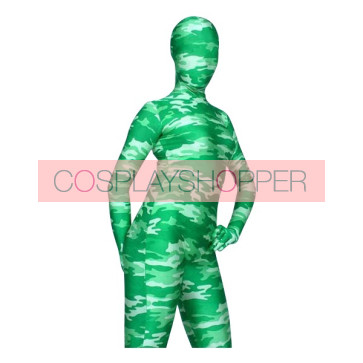 Green Lycra Spandex Camouflage Unisex Zentai Suit