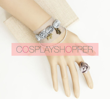 Handmade Cute Rose Lady Lolita Bracelet And Ring Set