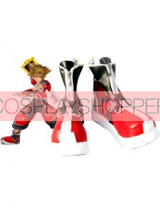 Black and Red Kingdom Hearts II Sora Imitation Leather Cosplay Shoes
