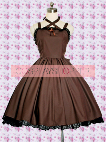 Brown Sleeveless Lace Classic Lolita Dress