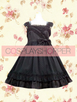 Black Sleeveless Lace Bow Classic Lolita Dress