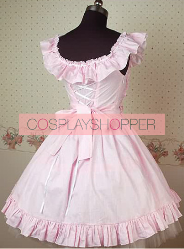 Pink and White Sleeveless Frills Lolita Dress