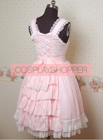 Pink Sleeveless Pompon Sweet Lolita Dress