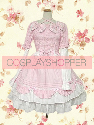 Pink Long Sleeves Bow Sweet Lolita Dress