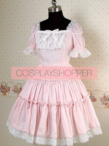 Pink Puff Short Sleeves Lace Sweet Lolita Dress