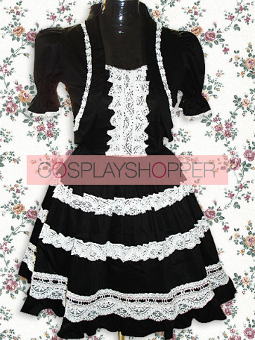 Black Short Sleeves Lace Sweet Lolita Dress