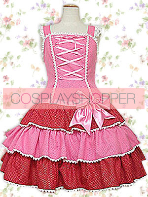 Pink Sleeveless Bow Bandage Ruffles Sweet Lolita Dress