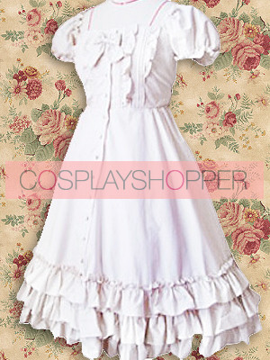 White Short Sleeves Ruffle Sweet Lolita Dress